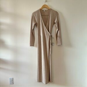 Old Navy Tan Long Sleeve Wrap Dress